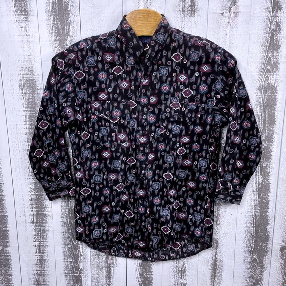 Wrangler Other - VTG Wrangler Cowboy Cut 16-34 X-Long Tails Aztec Print Bold Southwest *Read*